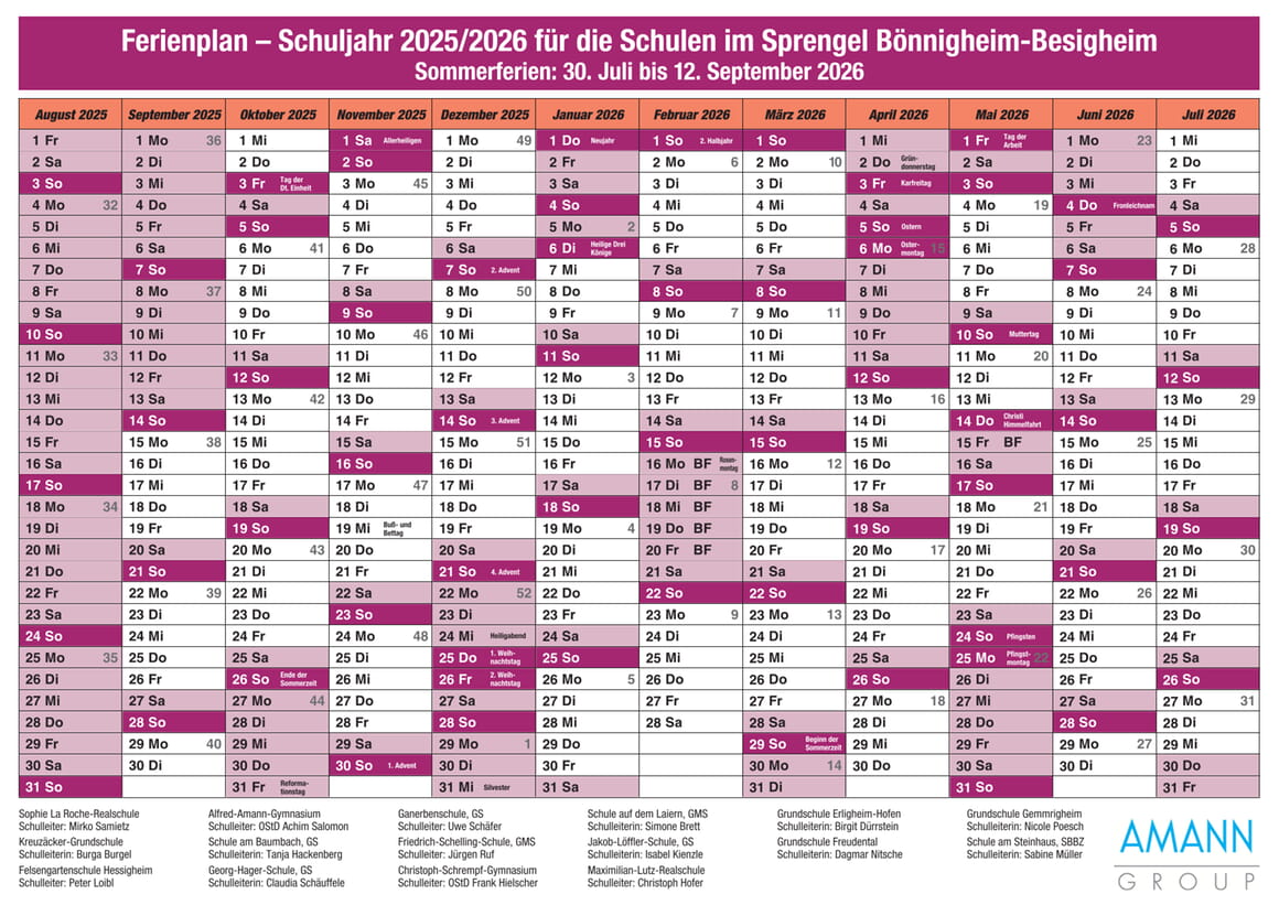 Ferienplan 2025/2026